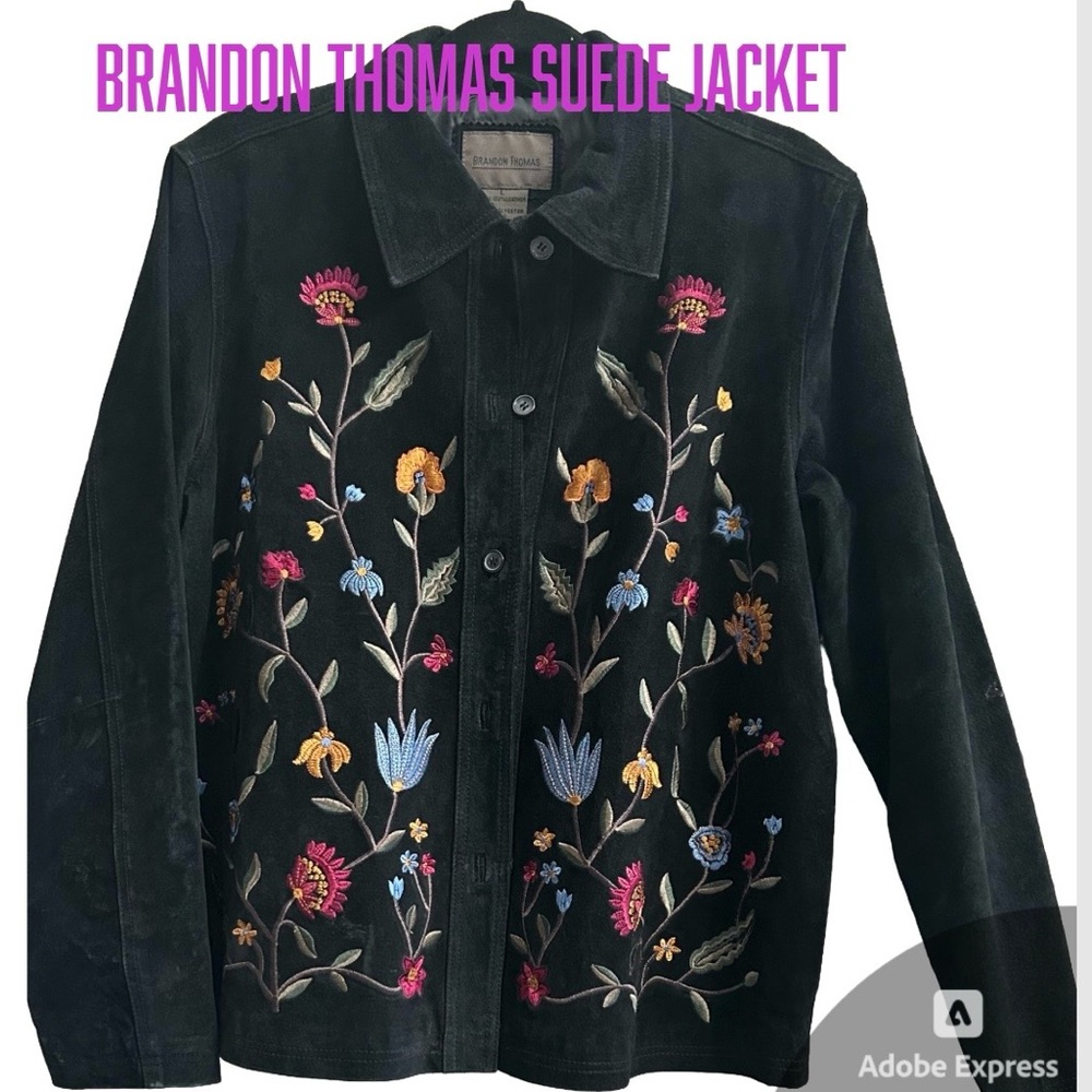 🌸🌸Brandon Thomas Black Suede Embroidered Jacket🌸🌸